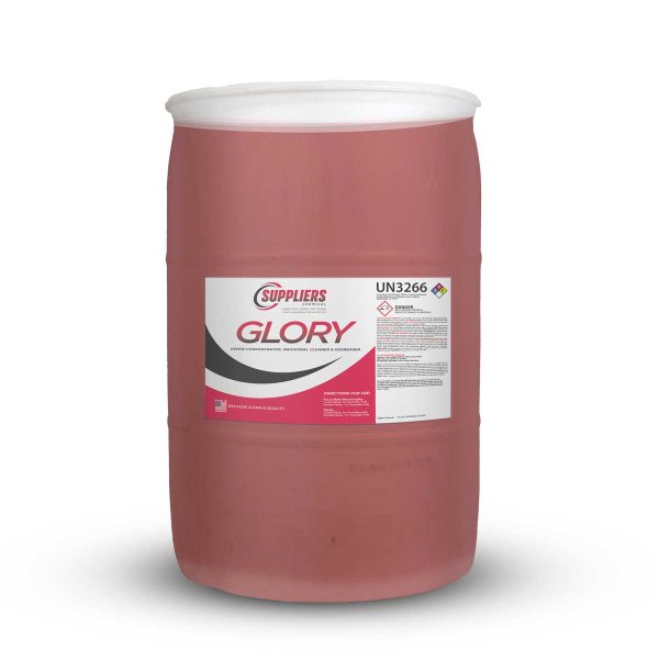 A 55-gallon drum of Suppliers Chemical Glory Cleaning Product