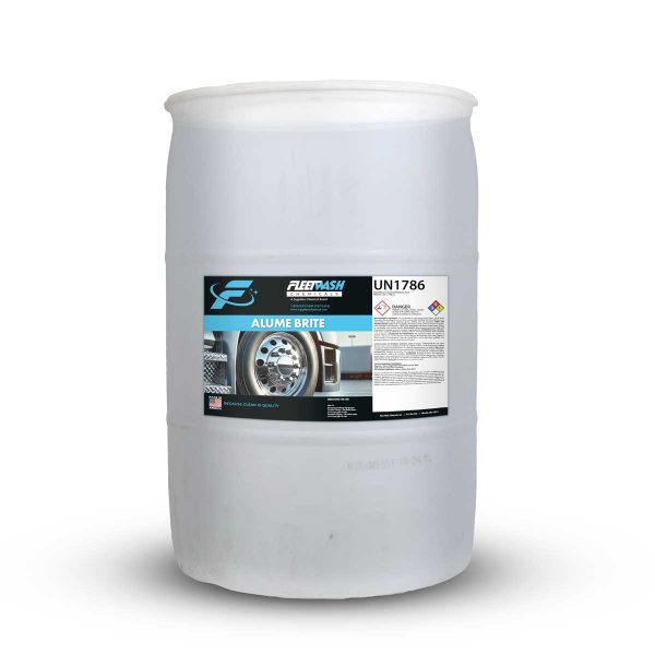 A 55-gallon drum of Fleet Wash Chemicals Alume Brite Cleaning Product