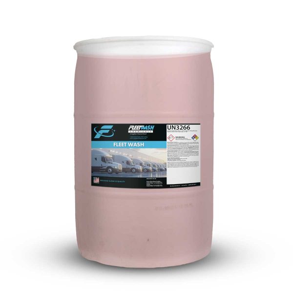 A 55-gallon drum of Fleet Wash Chemicals Fleet Wash Cleaning Product
