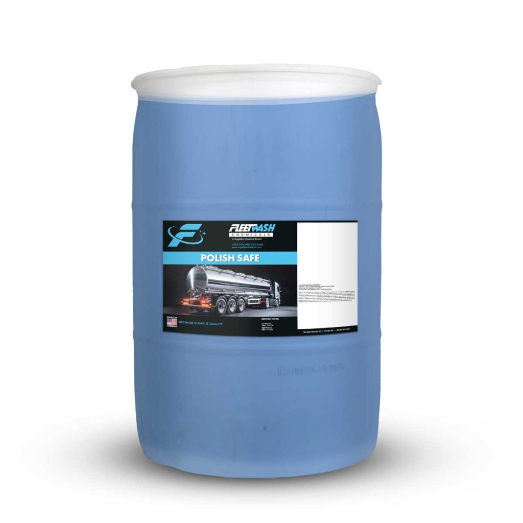 A 55-gallon drum of Fleet Wash Chemicals Polish Safe Cleaning Product