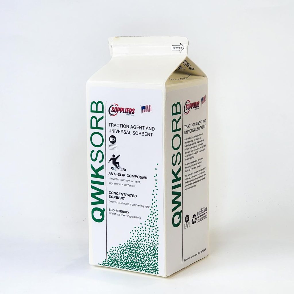 Carton box packaging of SupplierChemical Quik-Sorb absorbent granules for spill management